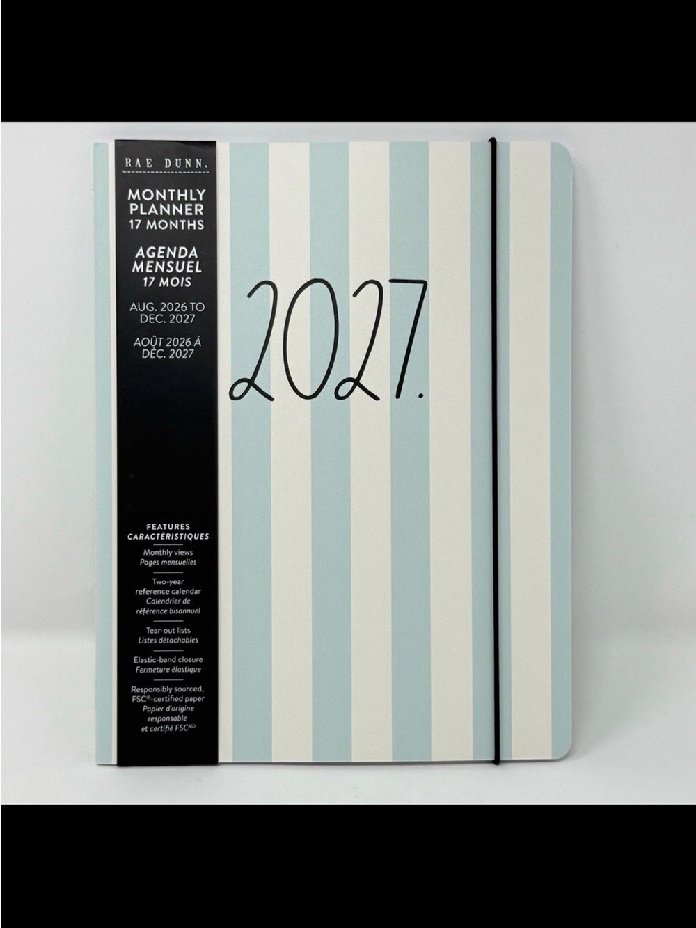 Rae Dunn Mint & White Striped Monthly Planner